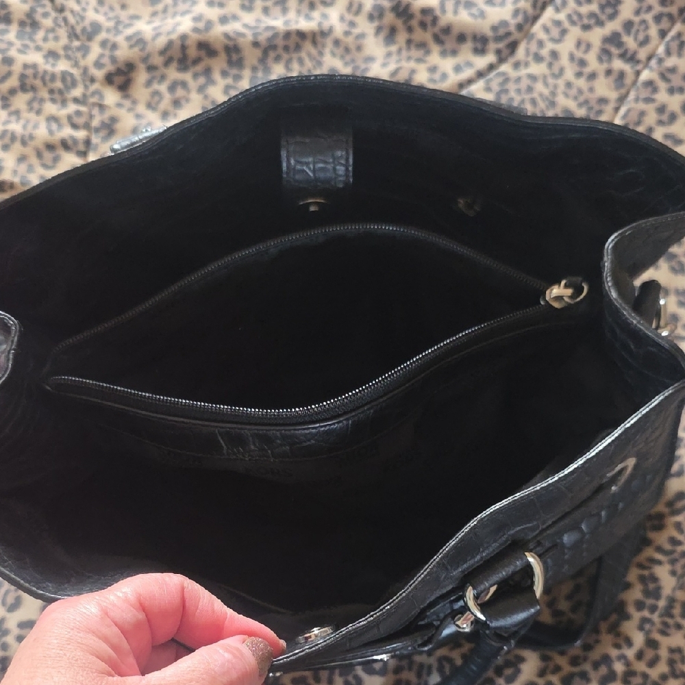 Michael Kors Black Embossed Satchel - Picture 8 of 11